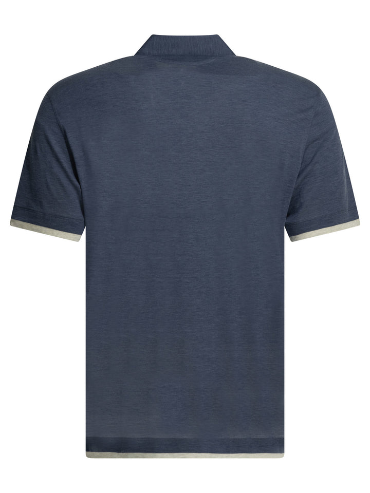 Brunello Cucinelli Faux Layering Polo shirts - Blue | 850e29838b05baa58406e9da0b4ee32fe30919d8