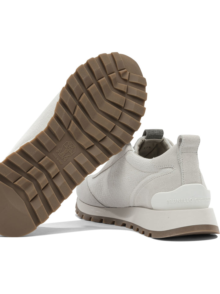 Brunello Cucinelli Canvas And Suede Sneaker With Precious Detail Sneakers & Slip-On - White | bf15d94a21afd87760fdb2ed78f62e0fba2674fc