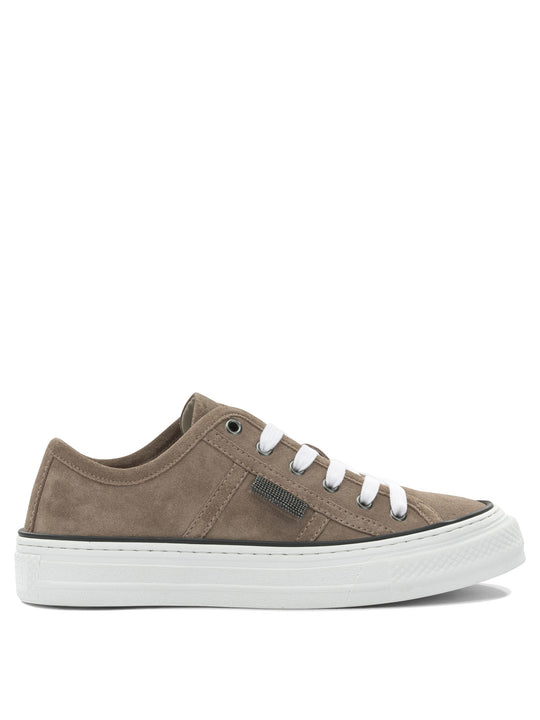 Shiny Tab Sneakers & Slip-On Beige