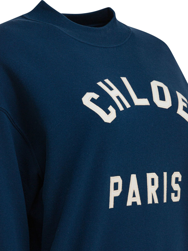Chloé Sweatshirt With Logo Sweatshirts - Blue | 2d4897d23ec8b9009267ae8f649e298a1c0e5716