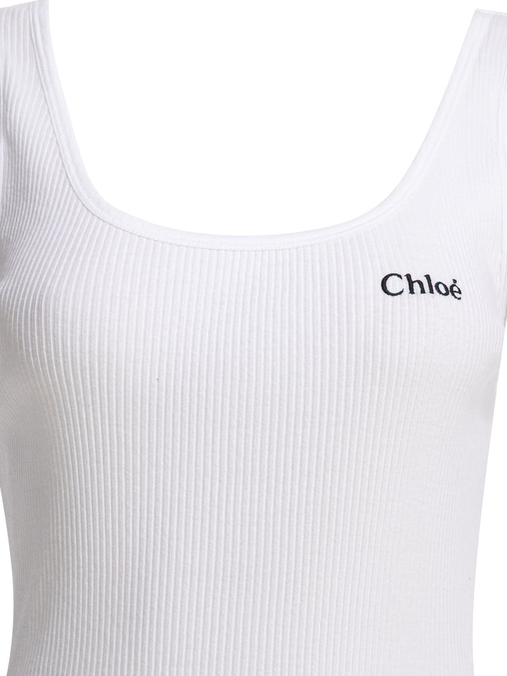 Chloé Logo Tank Top Tops - White | 51b5f801f32e2d55f873c4366b4a017a4aa08ddd