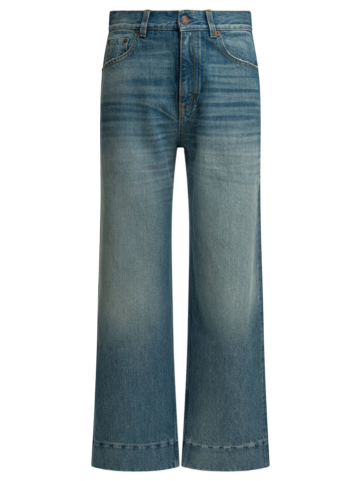 Chloé Short Wide Leg Jeans - Blue | aba17d521e2bea02f48a61ce281fa3443e11eb86