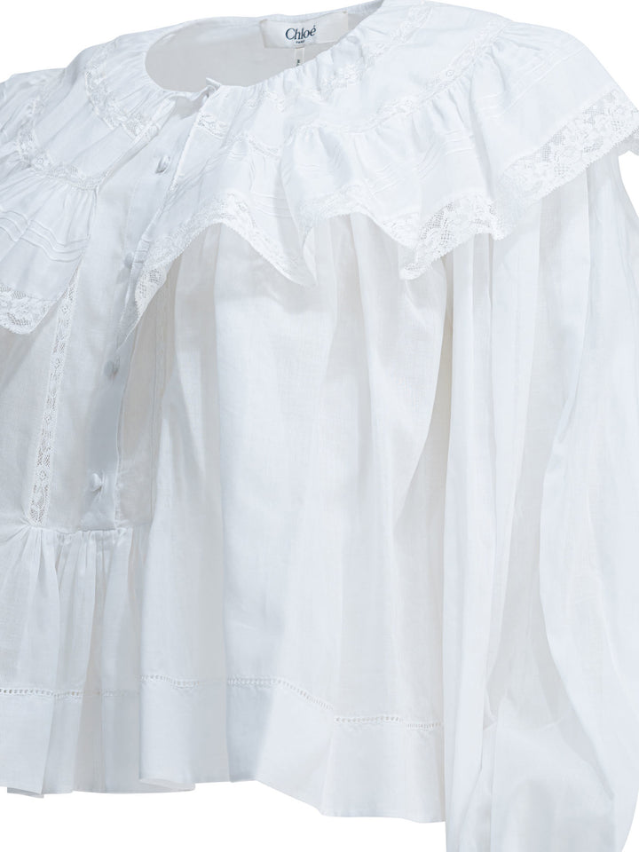 Chloé Casual Top With Ruffles Tops - White | 984d2b99e918b7643d0fb965f6263e4f4e615ef8