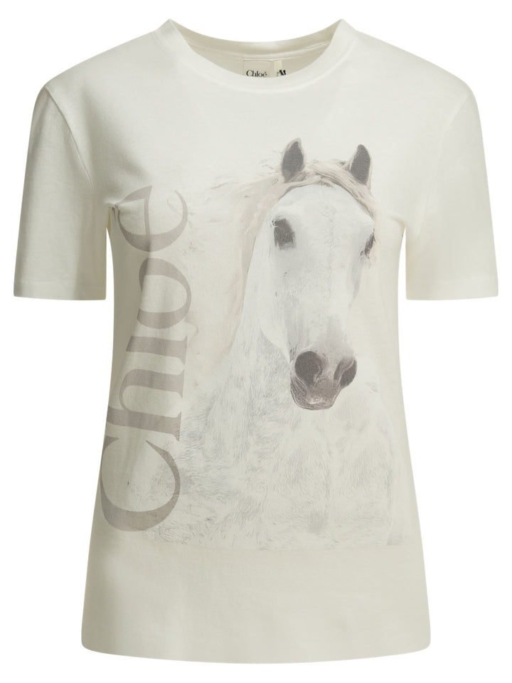 Chloé Crew-Neck T-Shirt With Logo T-shirts - White | 030b8dba35dfa0141a0bc0f74fe8197e76b81758
