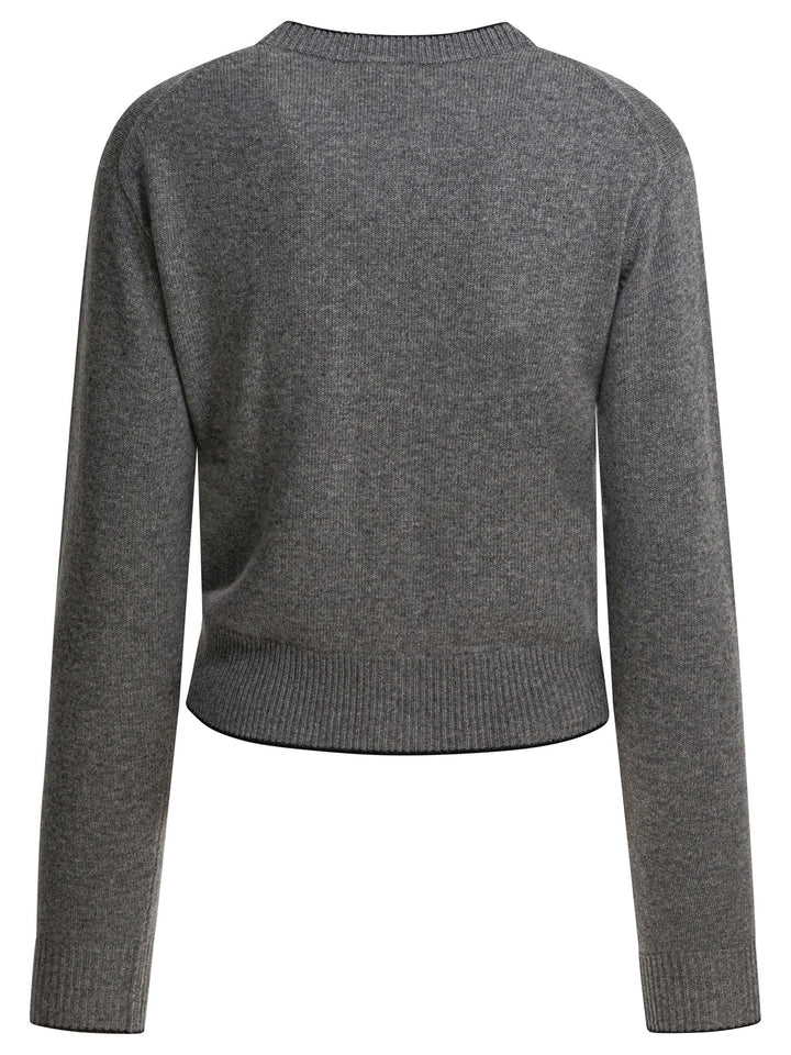 Chloé Wool And Cashmere Cardigan With Logo Knitwear - Grey | 493c1fba64c3934953463b1fadea6ccdb764d43f