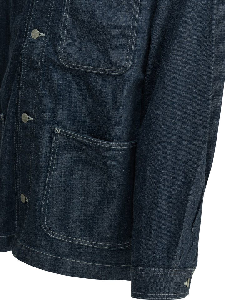 Danton Collarless Denim Jacket Jackets and Coats - Blue | d0ec12cd3fd60d5507fe3538e978ef4da00f494d