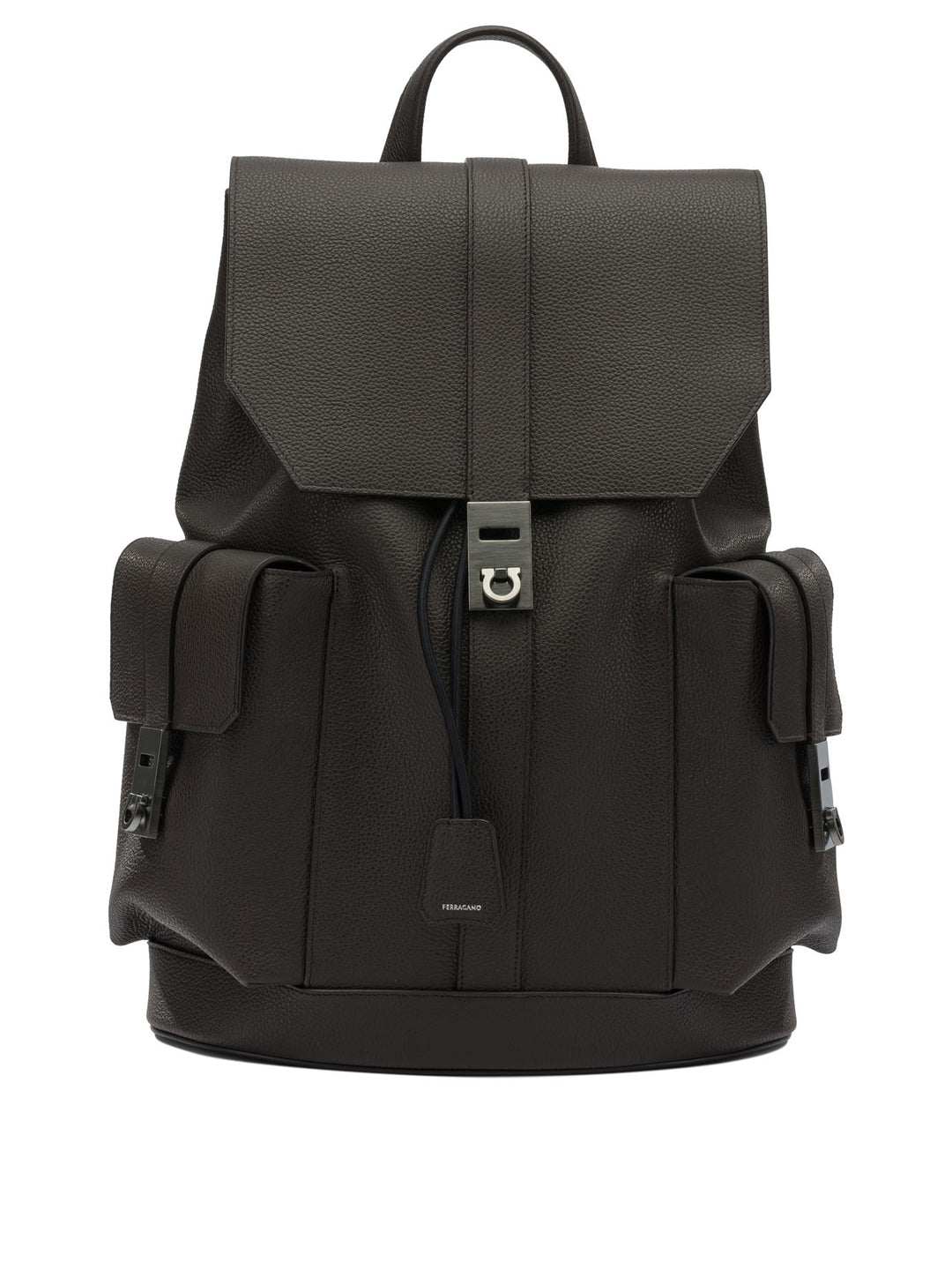 Ferragamo Double Pocket Leather Backpack Backpacks & Travels - Brown | cfa4b52bd4ea6b60371a8f47848a378ddb043dc0