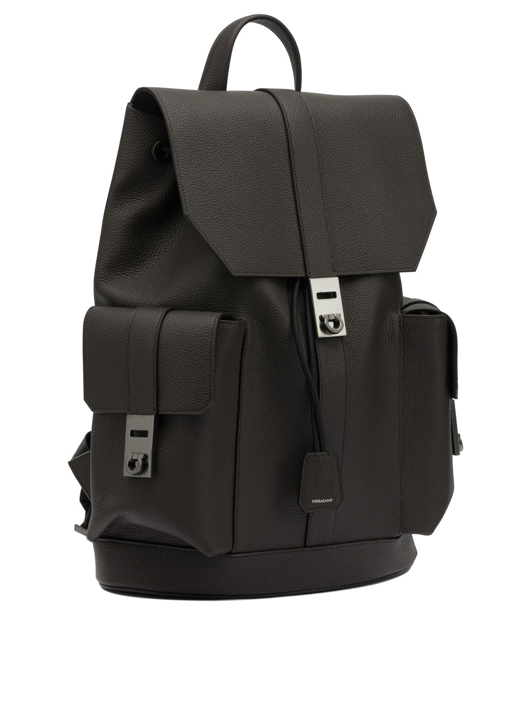 Ferragamo Double Pocket Leather Backpack Backpacks & Travels - Brown | 3fc815f4a9e4f6919b35448d5c5d8f7f37860d17