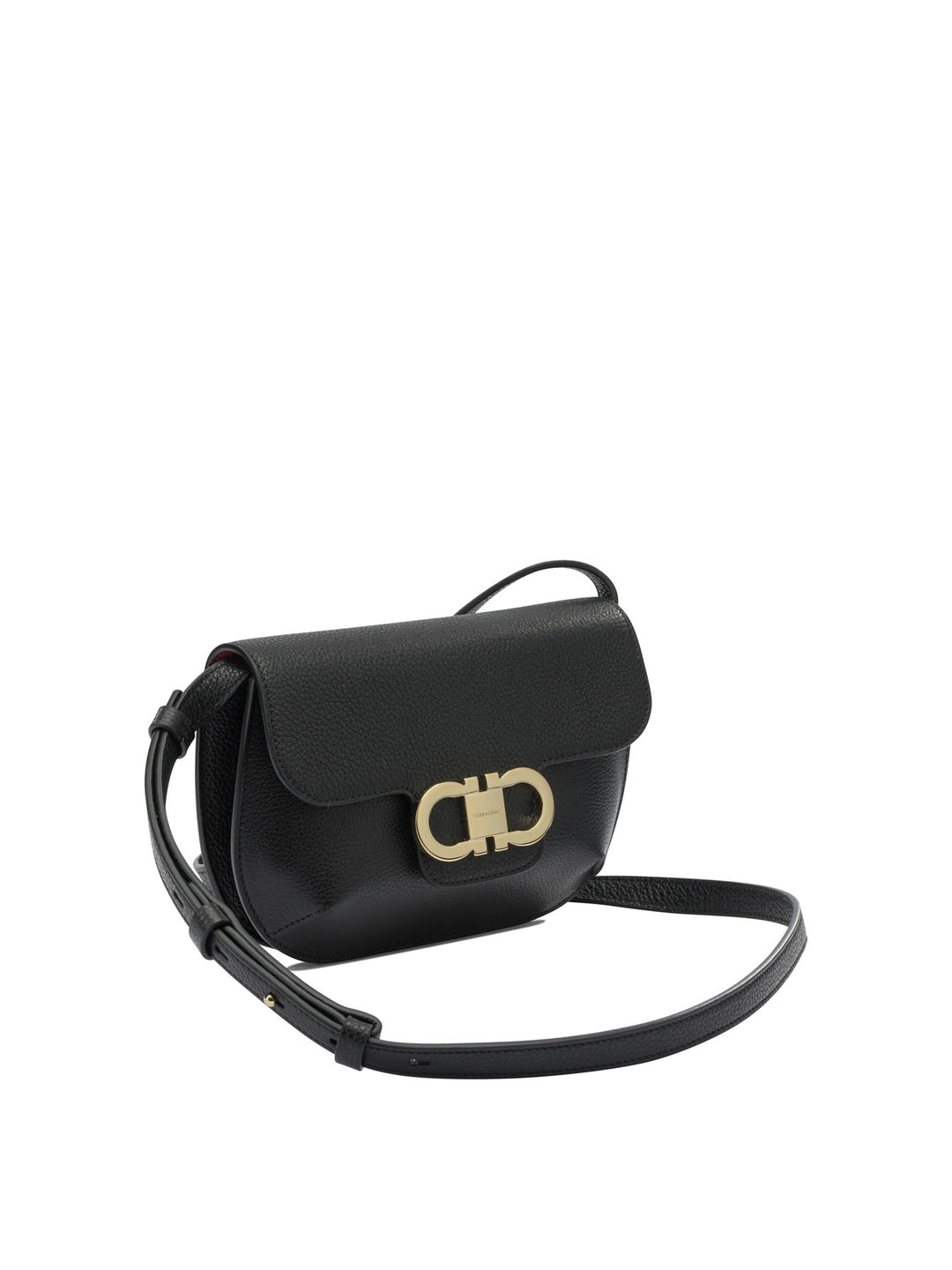 Ferragamo Double Gancini Crossbody Bags - Black | f0204b642bd00ec73a0f20af7c86367fb01baa56