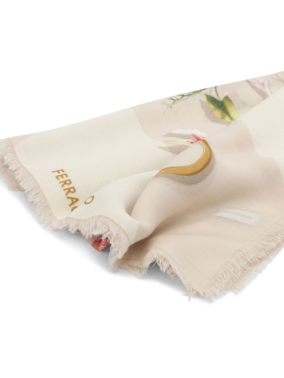 Ferragamo Gaia Print Wool Scarf Sciarpe & Foulard - White | fdd14769dc3156216fc6de6d08f4ec0d02413f15