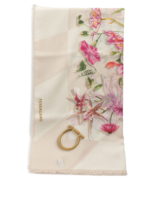 Gaia Print Wool Scarf Sciarpe & Foulard White