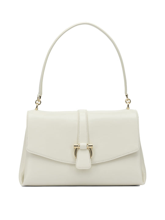 Leather Shoulder Bag With Flap Shoulder Bags White