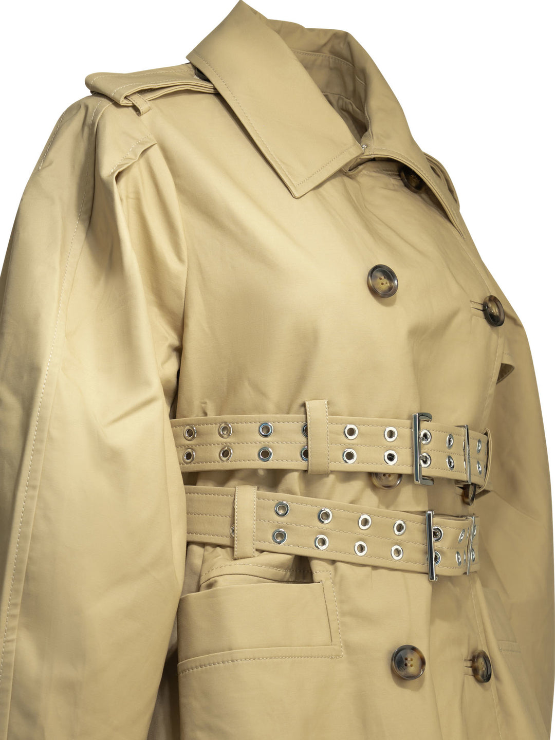 Ganni Cotton Trench Coat Jackets and Coats - Beige | 7e9c1b36fb221afe56ae85a9cae247d0adf67686