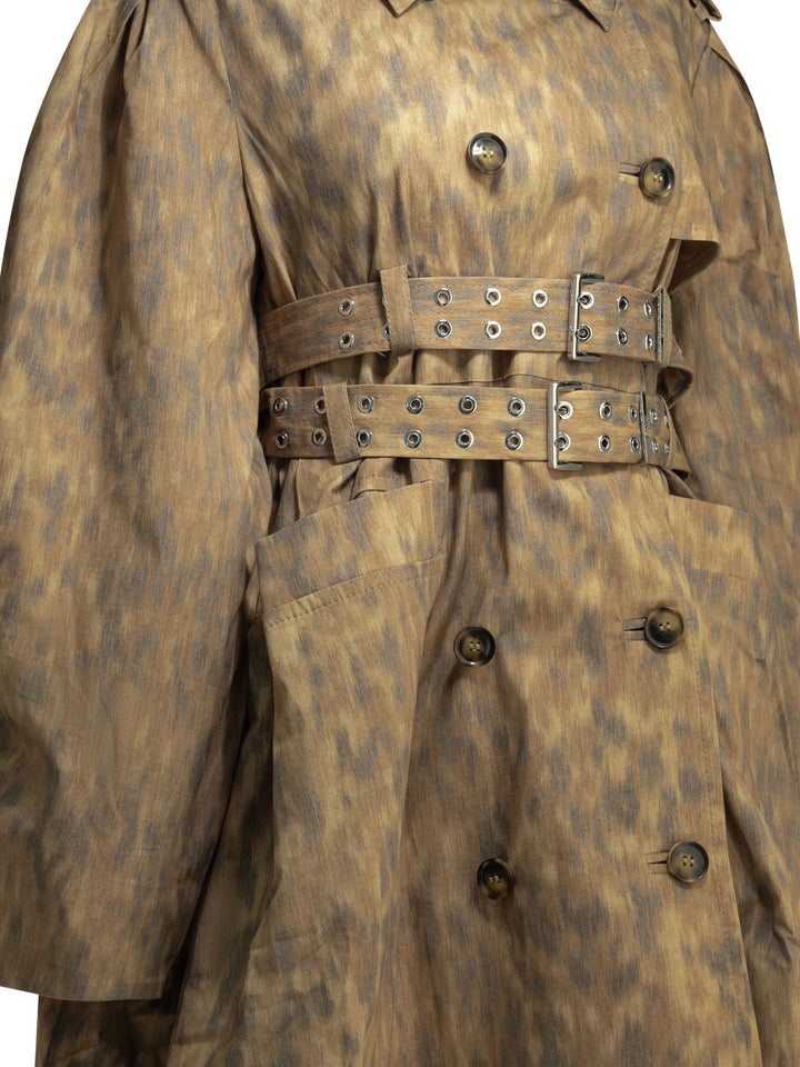 Ganni Animal Print Trench Coat Jackets and Coats - Beige | dd9b555ea8e64ac12da4e74bad09f8b84c619f13