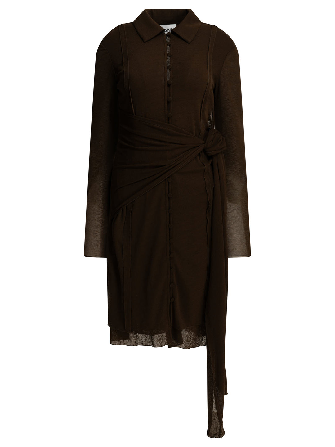 Ganni Short Chemise Dress Dresses - Brown | 8e9ed265f2e46e5f600db5f524034fb8b0a234df