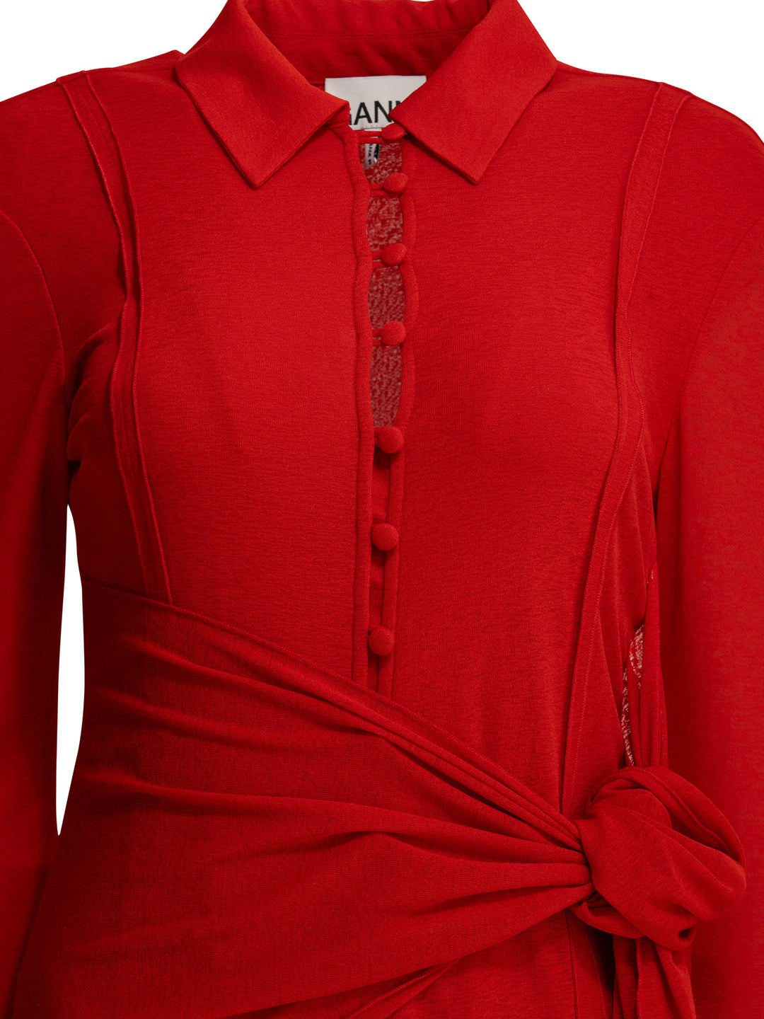 Ganni Long Chemise Dress Dresses - Red | 63f2b4f66a9a6c84ebfa3b147a5eac864f12c225