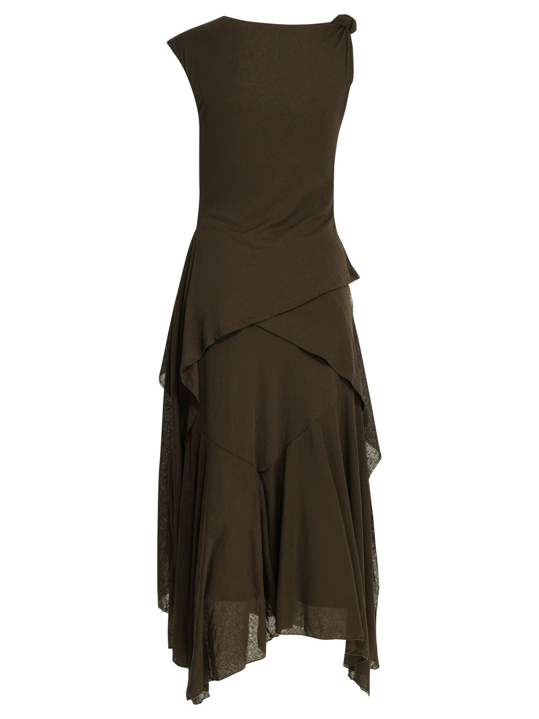 Ganni Draped Long Dress Dresses - Brown | 91dc10172c484cb2cca955a120f8bdcd5896a2fe