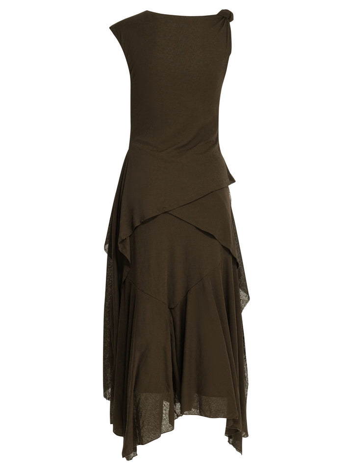 Ganni Draped Long Dress Dresses - Brown | 91dc10172c484cb2cca955a120f8bdcd5896a2fe