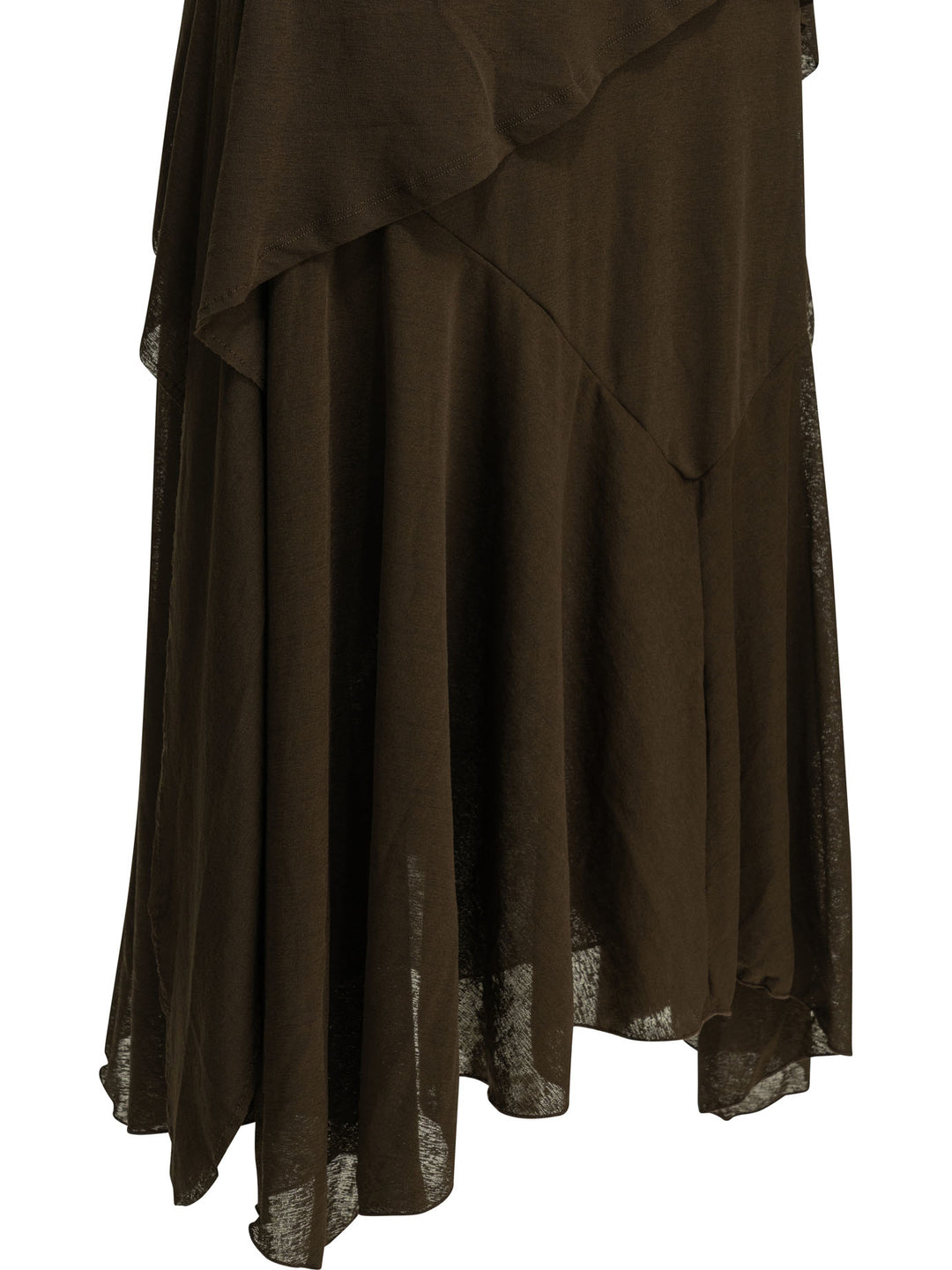 Ganni Draped Long Dress Dresses - Brown | 3755943acd795414c8aa7e91c603911c1eb96e3e