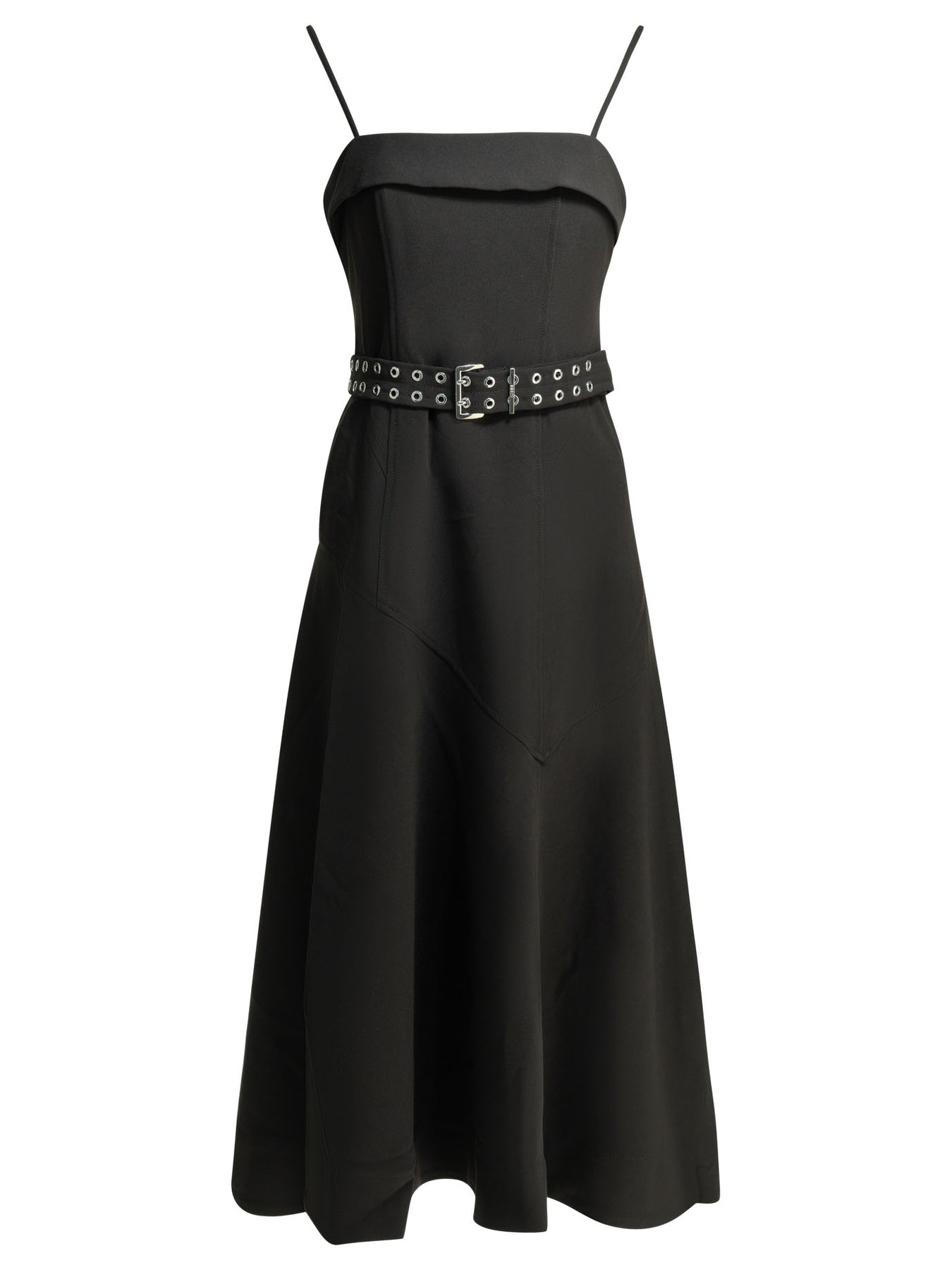 Ganni Long Flared Dress Dresses - Black | 6e96b84a82e37882df84b32f65f0a6d97de01697