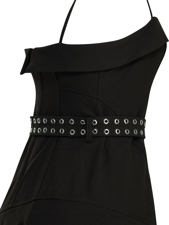 Ganni Long Flared Dress Dresses - Black | 4043ac299d43fae94528cf581c4aa1ff504a6286