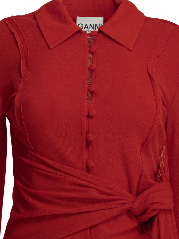 Ganni Polo Shirt With Buttons Polo shirts - Red | d8776f4414aa0fb1070a21cecc584afb488a21e2
