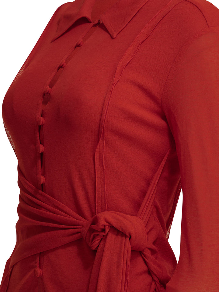 Ganni Polo Shirt With Buttons Polo shirts - Red | 3ddaee42ac0e56f58e2771ae3c9a2527431289ba