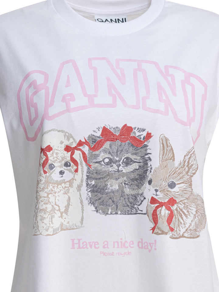 Ganni Cute Animals T-shirts - White | 1710699b31fa1cae2d54442f0373a70d14828b0f