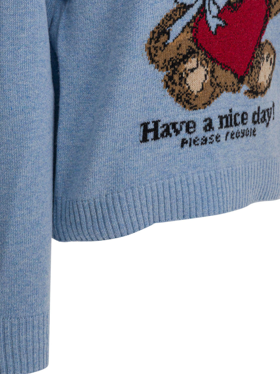 Ganni Wool Sweater With Print Knitwear - Blue | 166d9e8d94c08b96e352e7f43d6500087337a96f