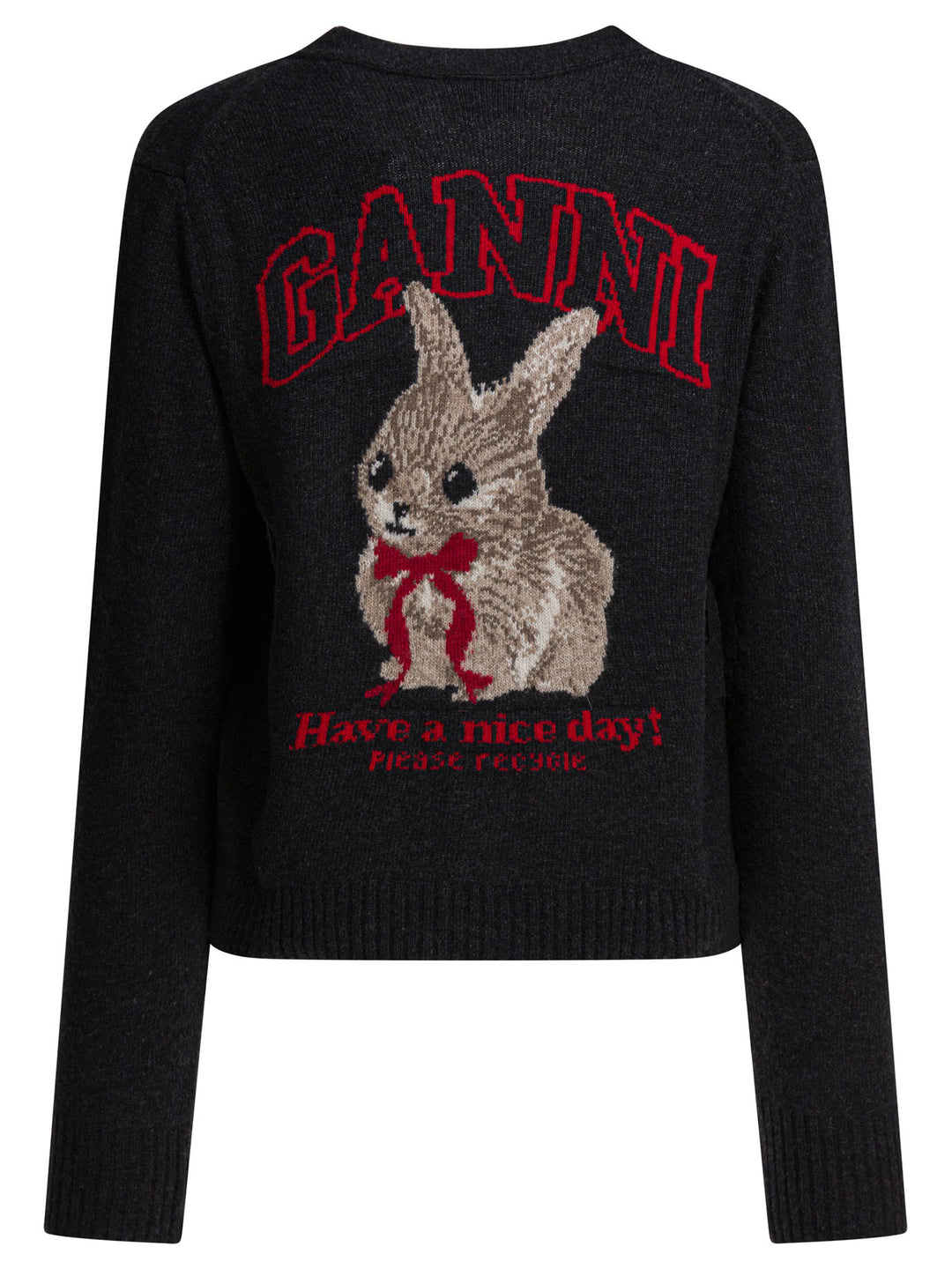 Ganni Wool Blend Cardigan Knitwear - Black | e1504185f60a496990e0e31fa35279b56cf0b9df