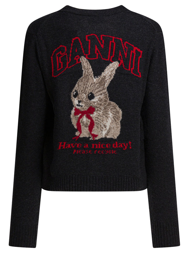 Ganni Wool Blend Cardigan Knitwear - Black | e1504185f60a496990e0e31fa35279b56cf0b9df