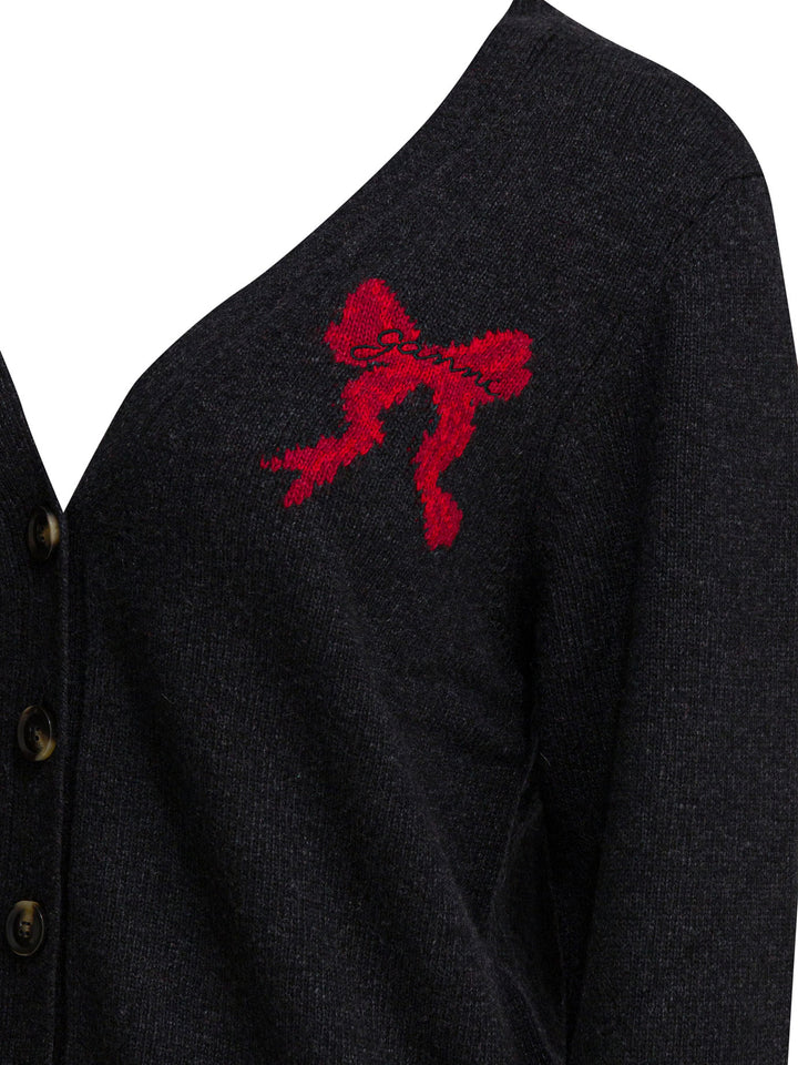 Ganni Wool Blend Cardigan Knitwear - Black | 987bfe594597eeeff650f3457626748d9e19be59