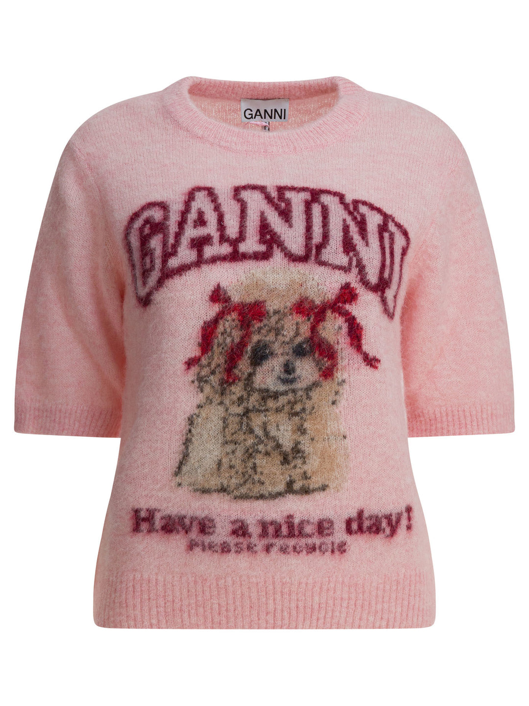 Ganni Alpaca Blend Crewneck Sweater Knitwear - Pink | 1b52cb49de955671a6812354f6c96d9e26251c94