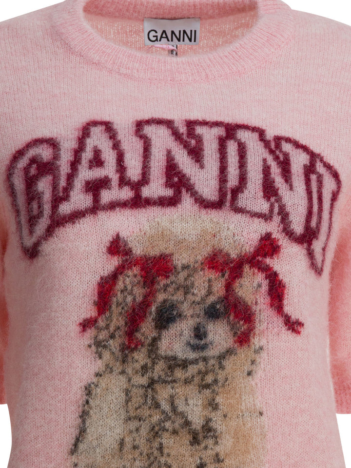 Ganni Alpaca Blend Crewneck Sweater Knitwear - Pink | bfe8c4a8fc80014ee510bf2795838e0e082451b4