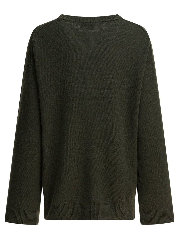 Ganni Wool-Blend Crew-Neck Sweater Knitwear - Green | a9dbd30ce44f2acf9fab2bd2451d23658182ff4e