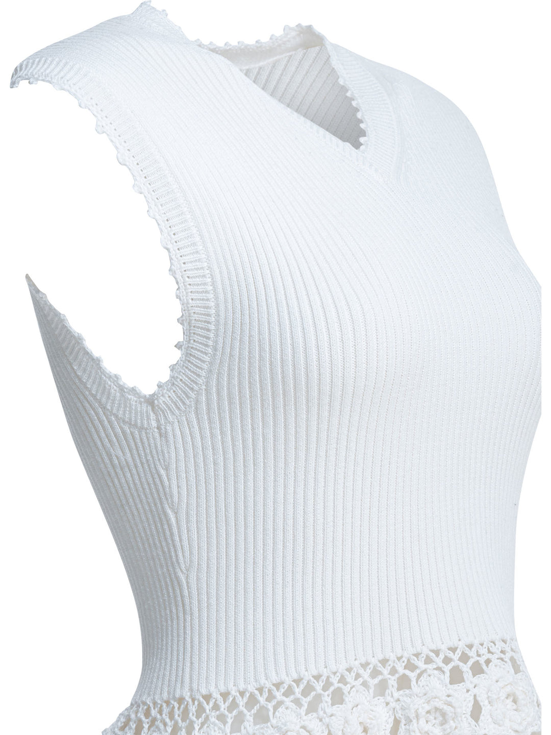 Ganni Knitted Worked Vest Knitwear - White | 490954c68f26232c3b9d39f84919697ea21e9433