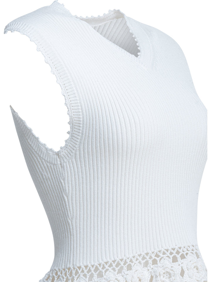 Ganni Knitted Worked Vest Knitwear - White | 490954c68f26232c3b9d39f84919697ea21e9433