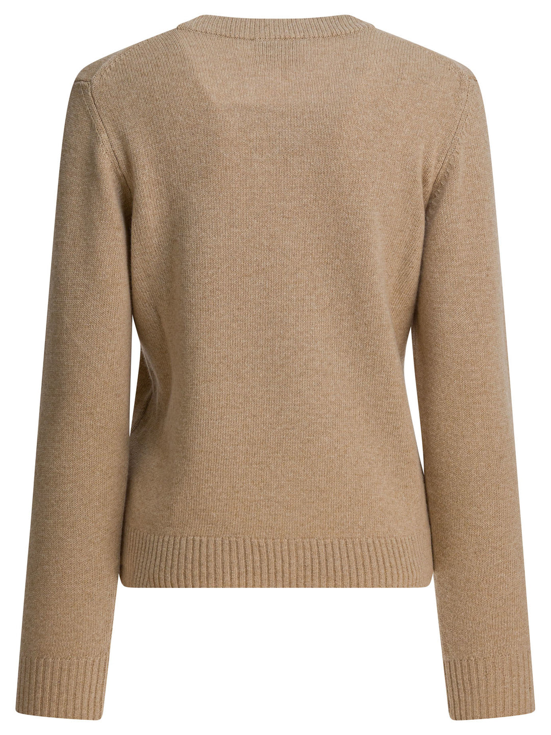 Ganni Wool Crew Neck Sweater Knitwear - Beige | 2977a2617e303af66b78e2e91828f805312c1a70