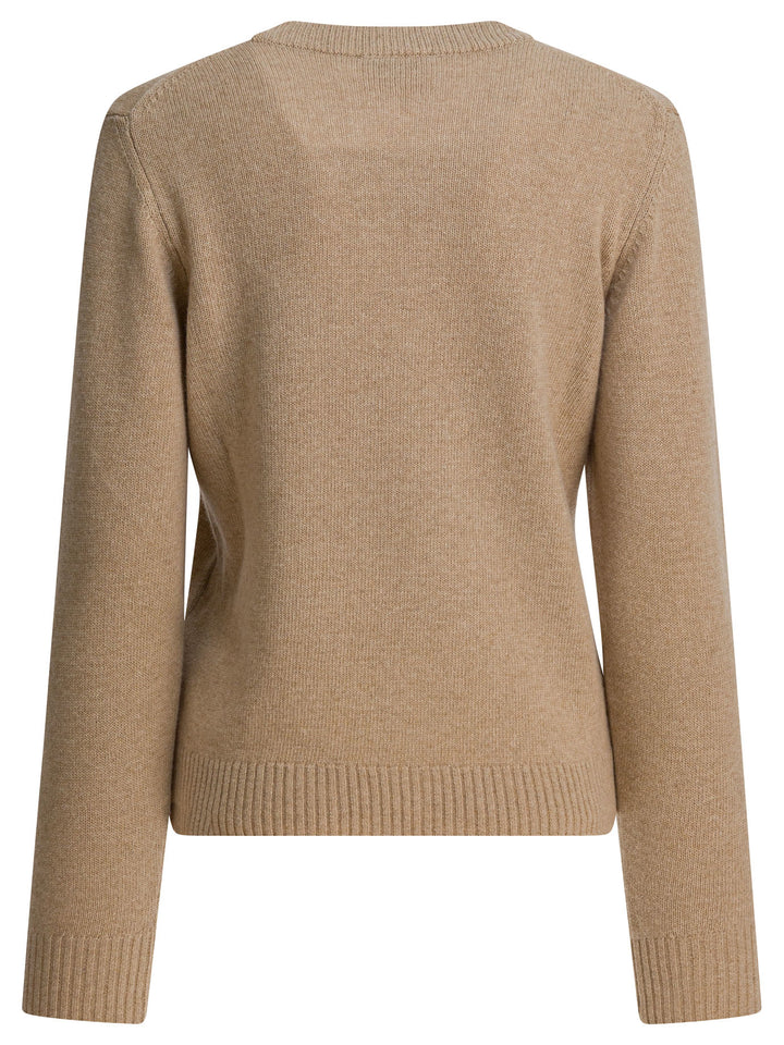 Ganni Wool Crew Neck Sweater Knitwear - Beige | 2977a2617e303af66b78e2e91828f805312c1a70