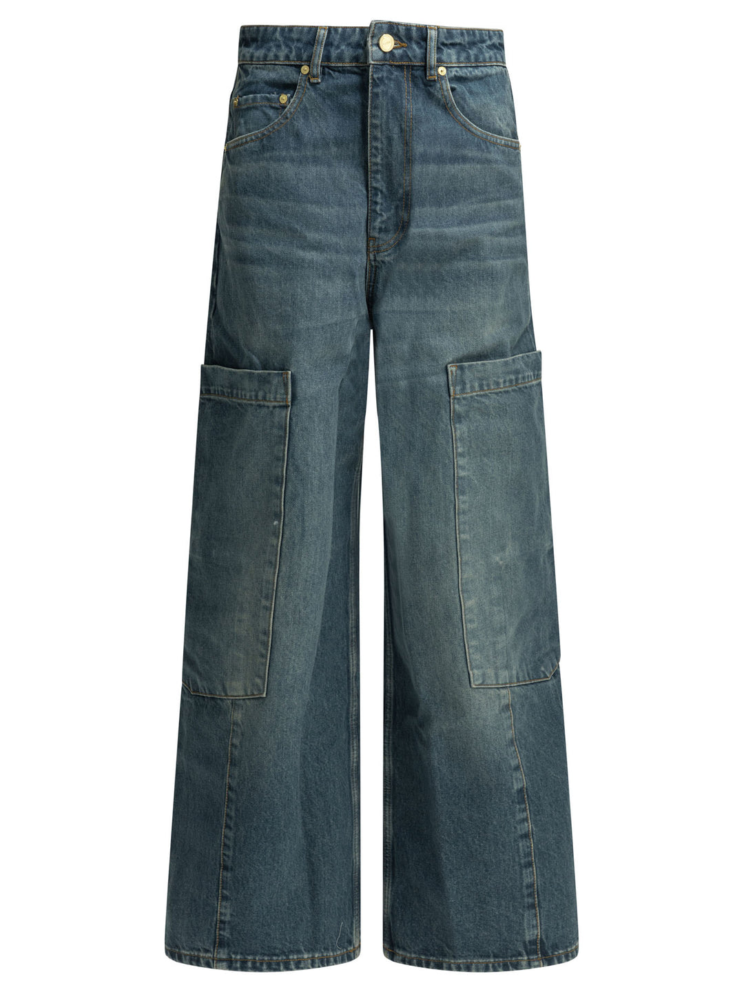 Ganni Baggy Cargo Jeans - Blue | de9adeb9979b154e7b3d1a1b97737cf535987fe2