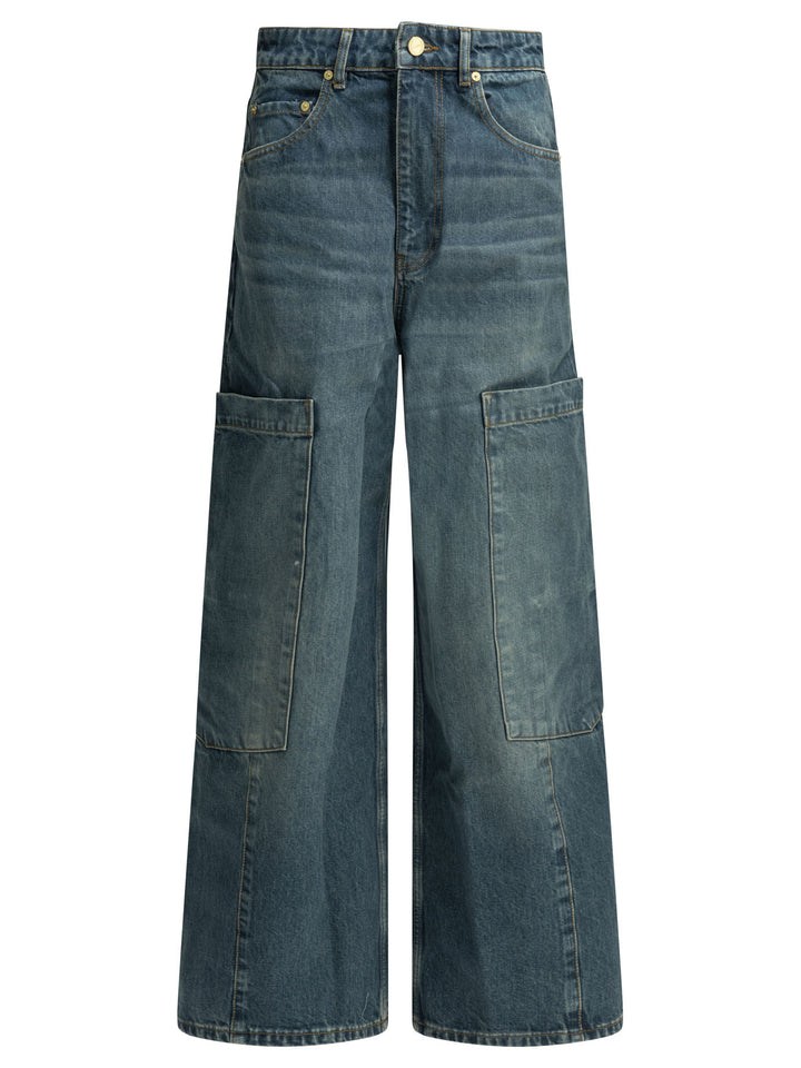 Ganni Baggy Cargo Jeans - Blue | de9adeb9979b154e7b3d1a1b97737cf535987fe2