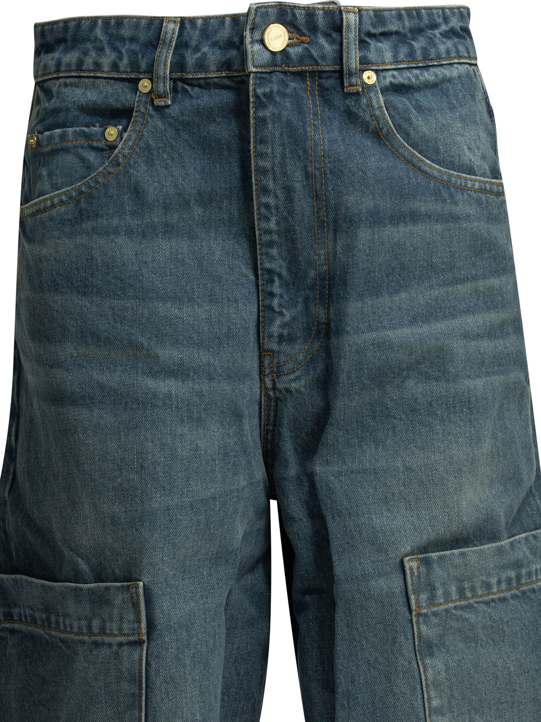 Ganni Baggy Cargo Jeans - Blue | 8dc800f36b052f360f682004850e87895cef39fa