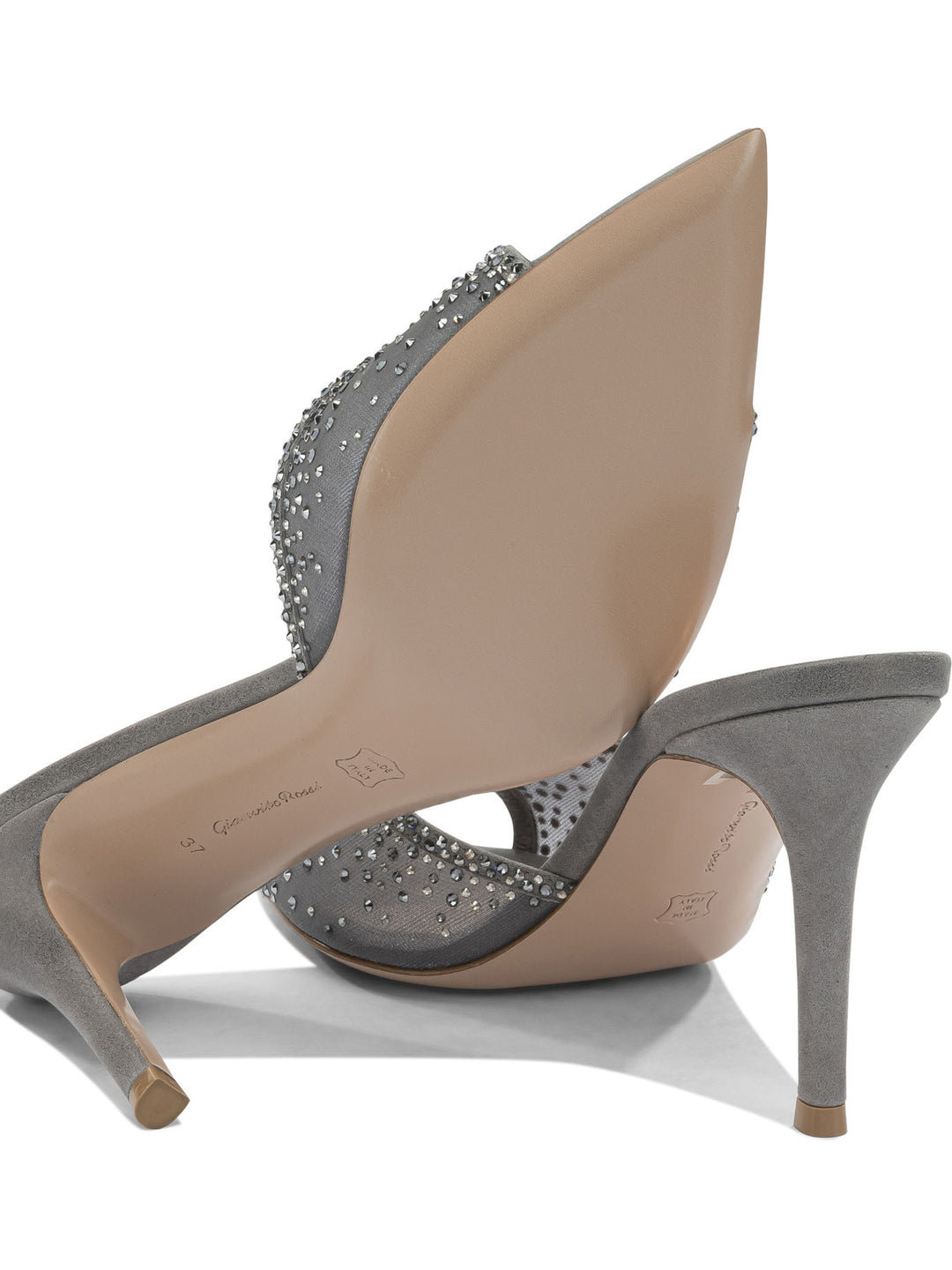 Gianvito Rossi Rania Mule 85 Mm Sandals - Grey | a5146e9205fdcca0112abea8bc26cbfb692eff26