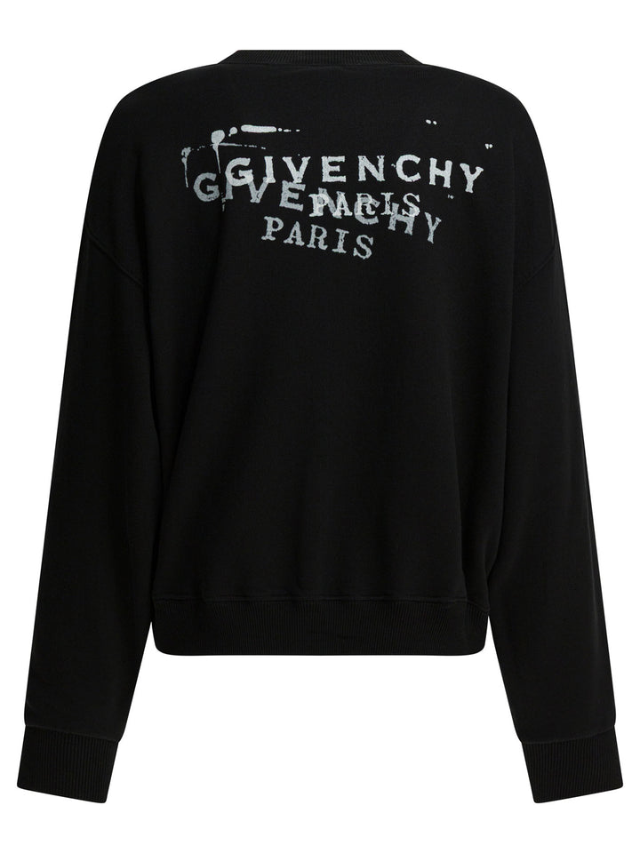 Givenchy Sweatshirt With Ginvechy Stamp Sweatshirts - Black | 7b69e71b9604e660ee16a2353d32b4841d1f30b8