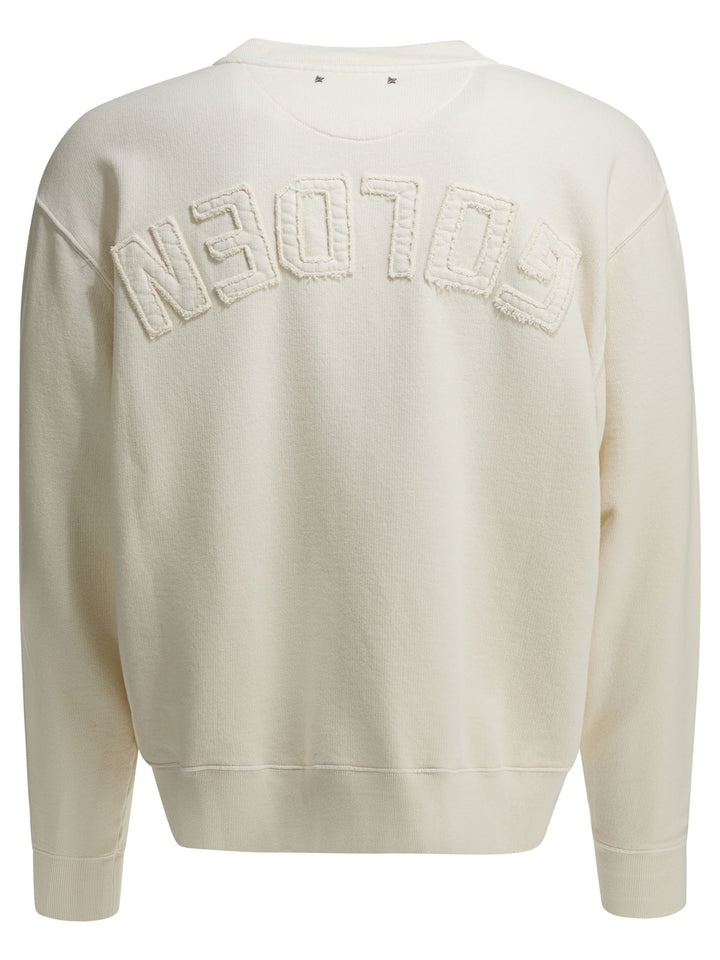 Golden Goose Crewneck Sweatshirt With Reverse Logo Sweatshirts - White | e796fd510bc5b331e53145a29f0009301b3987c6