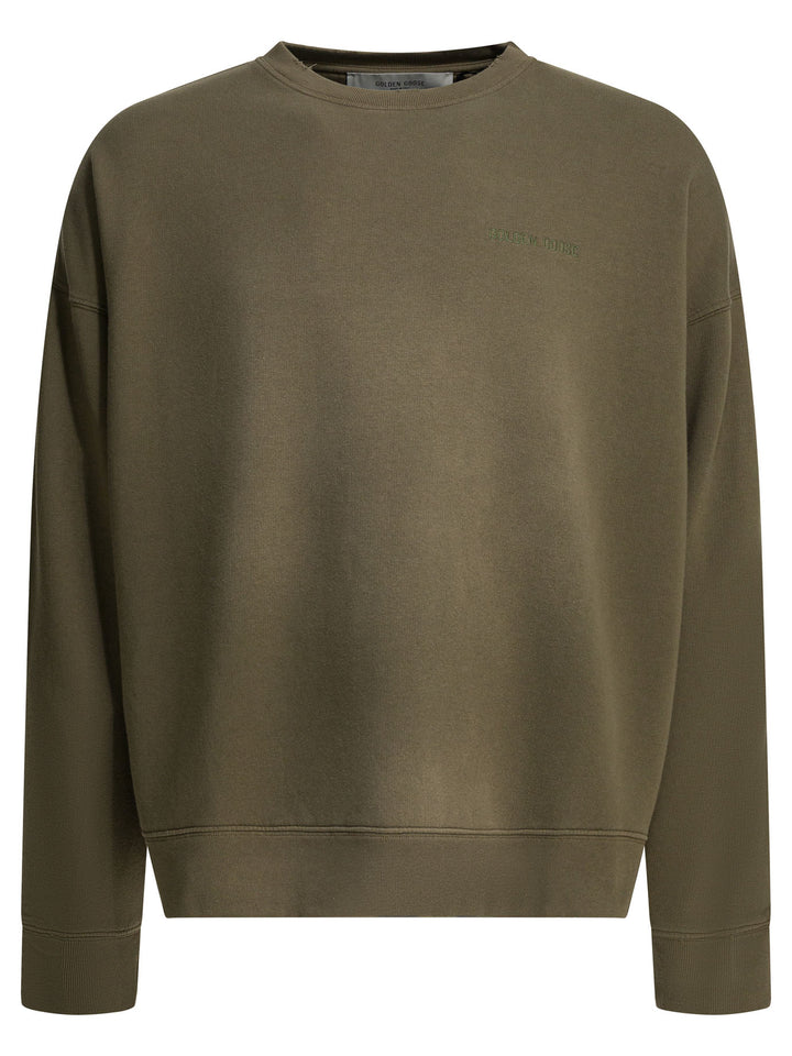 Golden Goose Crewneck Sweatshirt With Logo Sweatshirts - Green | 67a92cd318122cf041626035bda6862ff8e257df