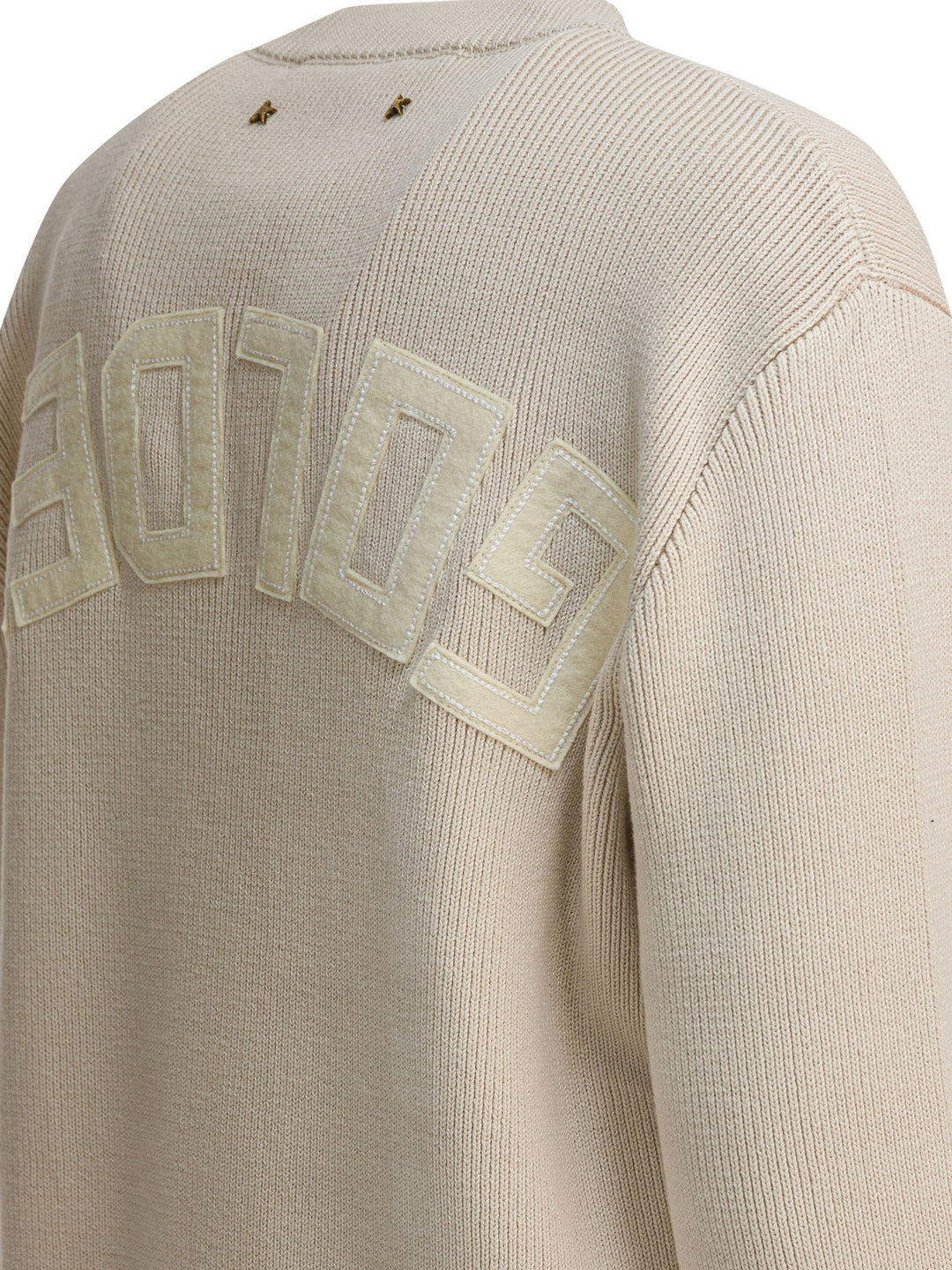 Golden Goose Crew-Neck Sweater With Logo Knitwear - Beige | 39f8d14ecb765412e693a2a482fd74cc1e14f58c