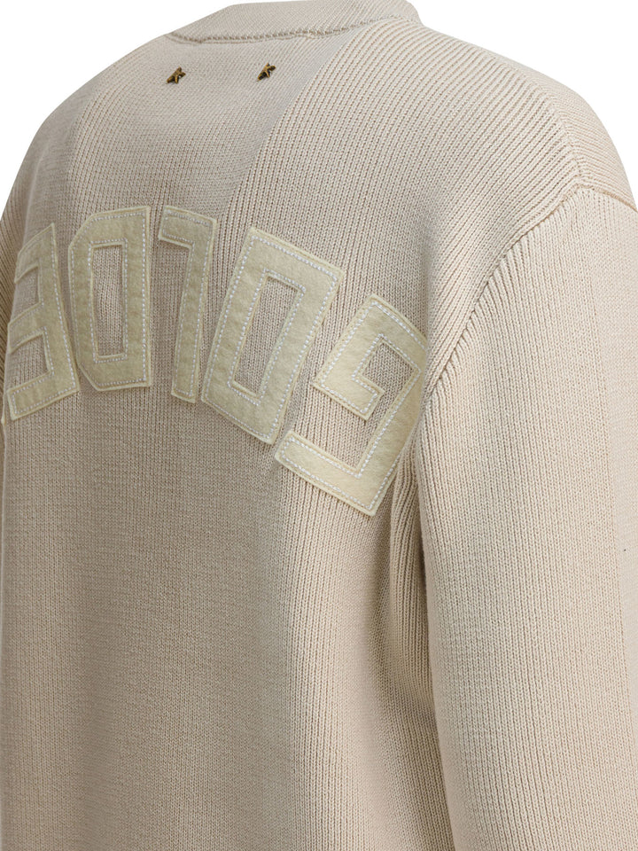 Golden Goose Crew-Neck Sweater With Logo Knitwear - Beige | 39f8d14ecb765412e693a2a482fd74cc1e14f58c