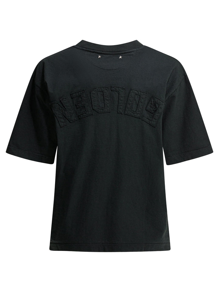 Golden Goose Crew-Neck T-Shirt With Logo T-shirts - Black | 7d930ed4ec15da05a287d39a1842974e16ce4a9c
