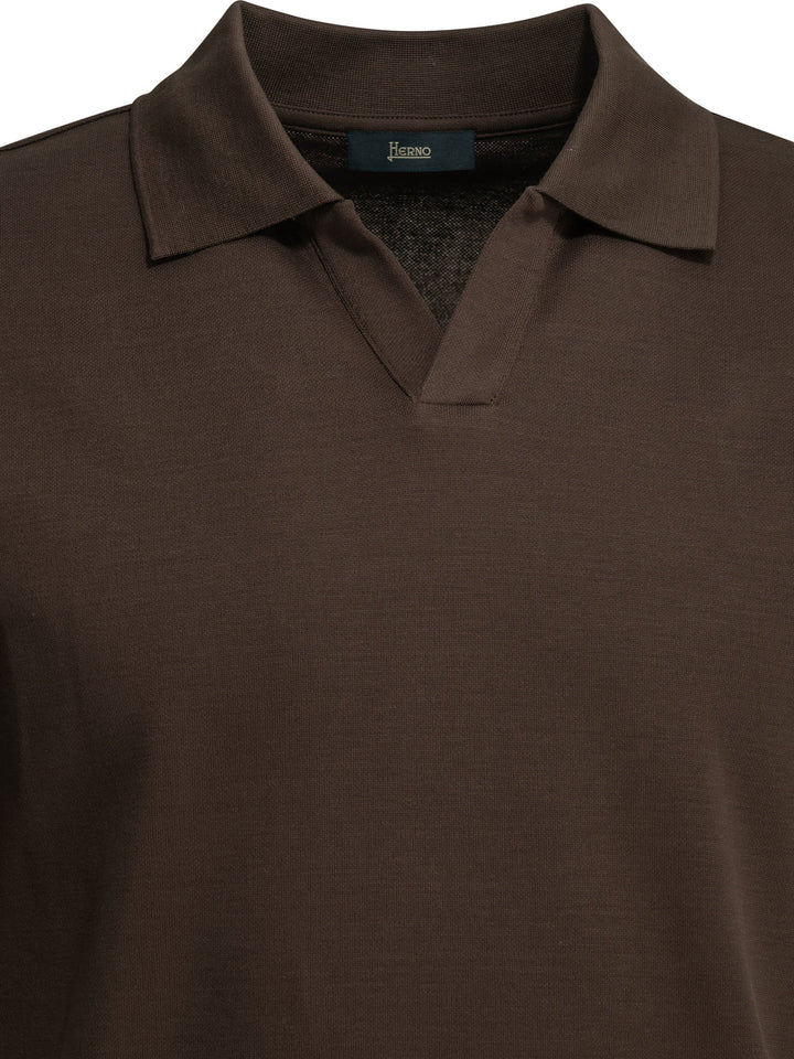 Herno Polo Shirt Without Buttons Polo shirts - Brown | 0346fb2aef2852d6591bdff8dc72976636094a51